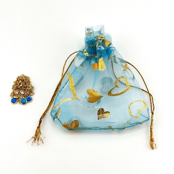 18K Gold Plated over 925 Sterling Silver Blue Opal Necklace - Picture 7 of 8